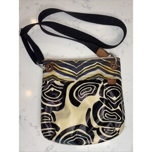 VTG Fossil Key-per Coated Canvas Crossbody Floral Hobo Shoulder Bag Purse